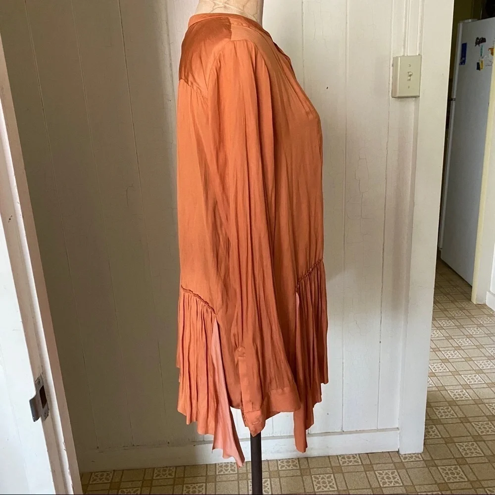 BANANA REPUBLIC Heritage sz S Orange Long Sleeve Ruffle Shirt
